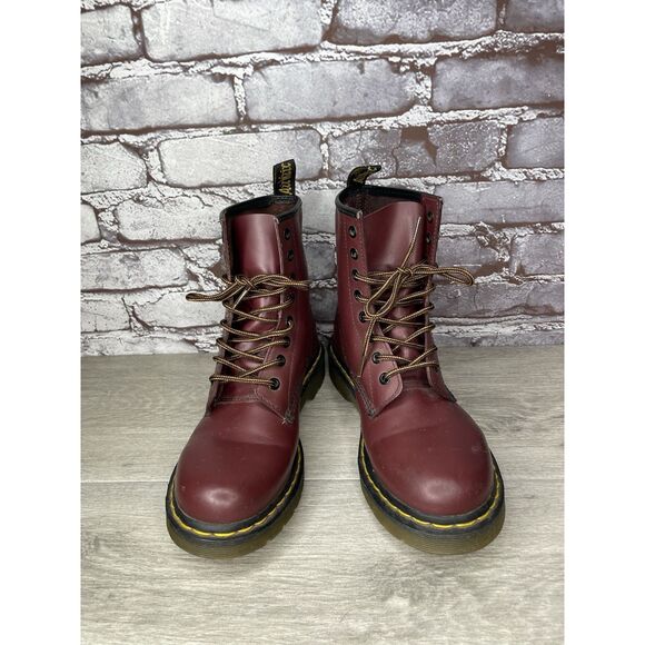 Dr. Martens Cherry Red Leather Combat Lace Up Boots Women’s Sz 38EU/7-7.5M US - Picture 8 of 16